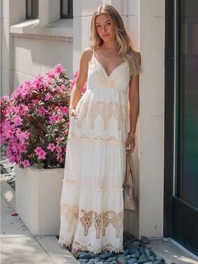 "The Elizabeth" Tiered Crochet Lace Maxi Dress